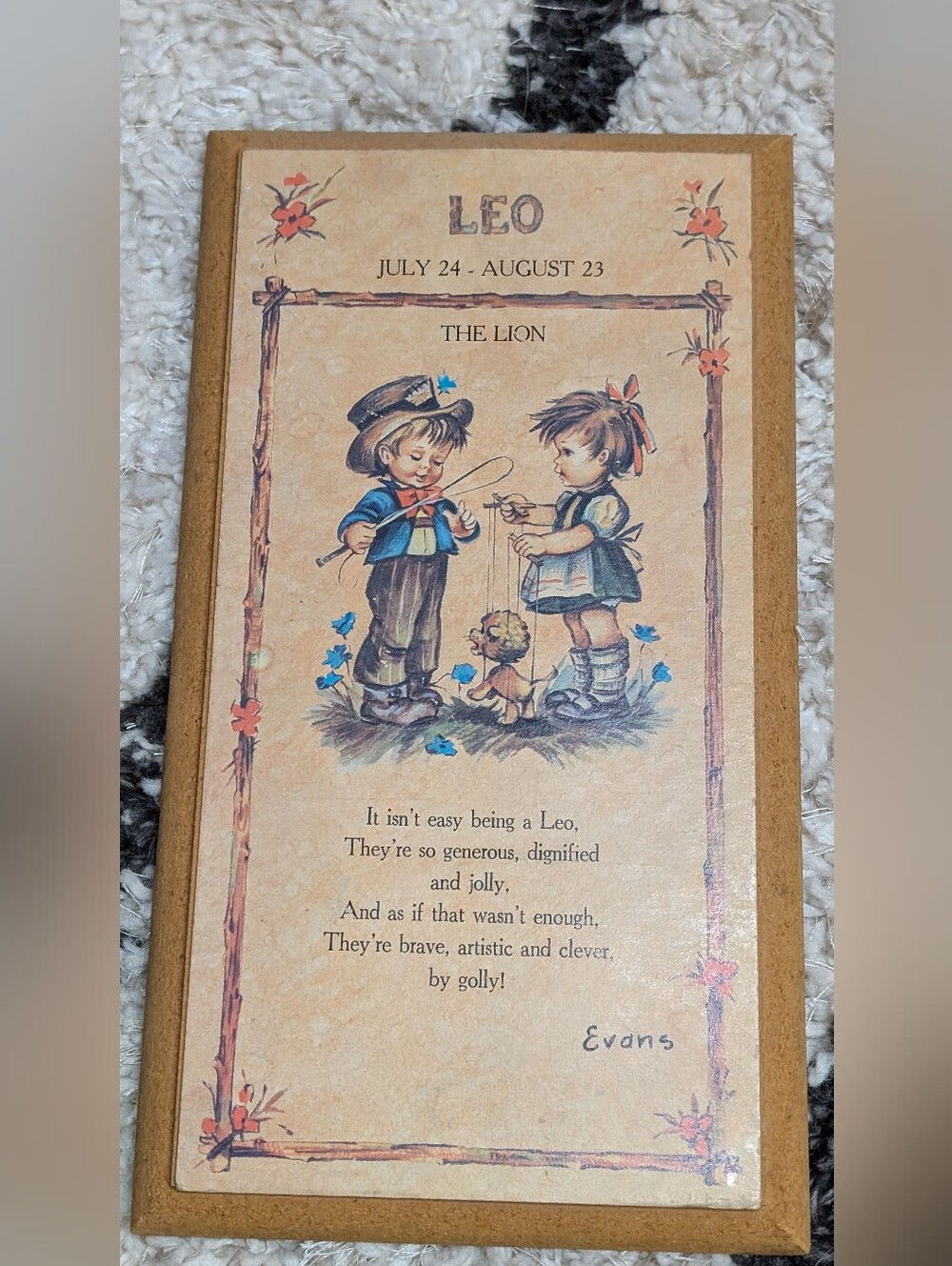Vintage Evans Leo Zodiac Plaque